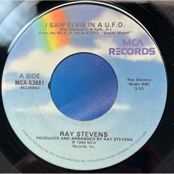 Ray Stevens I Saw Elvis in a UFO / I Used to Be Crazy 45 Pop Parody MCA 1989 - Picture 1 of 6